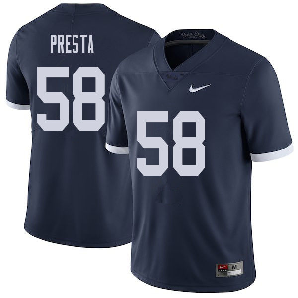 NCAA Nike Men's Penn State Nittany Lions Evan Presta #58 College Football Authentic Throwback Navy Stitched Jersey LQP5398HW
